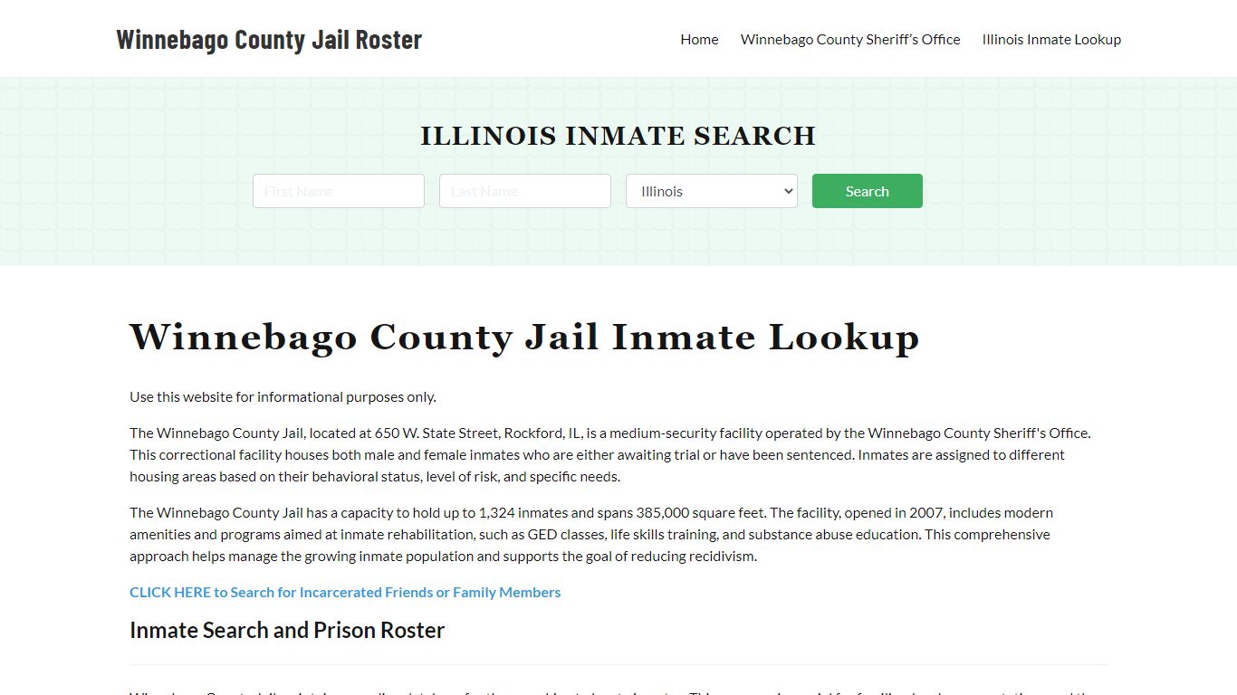 Winnebago County Jail Roster Lookup, IL, Inmate Search