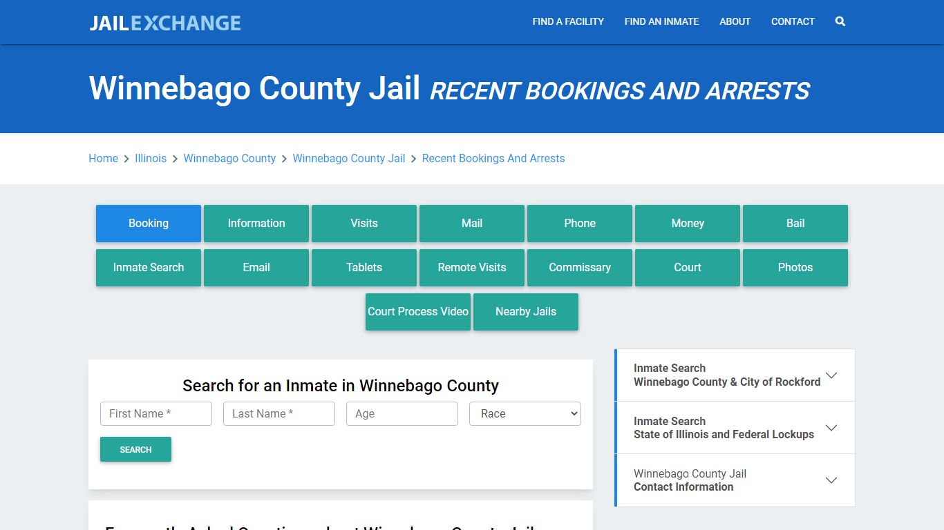 Winnebago County Jail IL Recent Arrests and Bookings